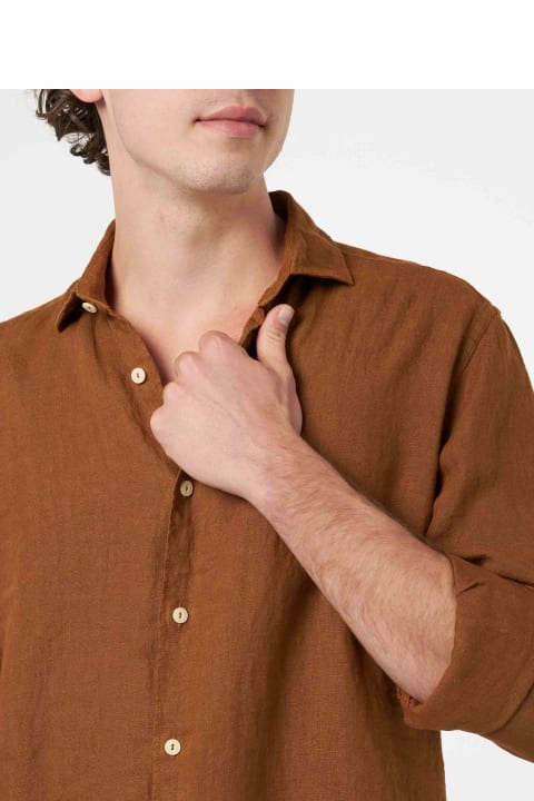 Homeware MC2 Saint Barth Man Camel Linen Shirt Pamplona