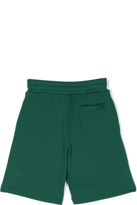 Bottoms for Boys Dolce & Gabbana Green Jersey Bermuda Shorts With Logo Plaque