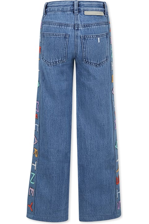 Homeware Stella McCartney Kids Blue Jeans For Girl With Multicolor Logo