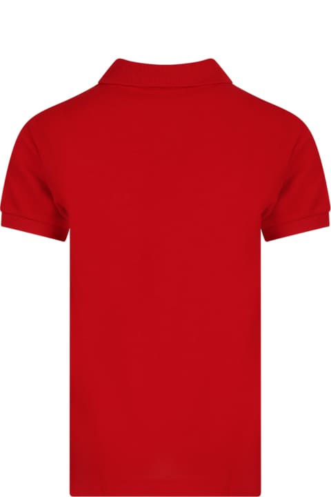 Homeware Lacoste Red Polo Shirt For Boy With Green Crocodile