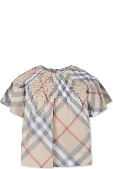 Homeware Burberry Beige Top For Girl With Vintage Check
