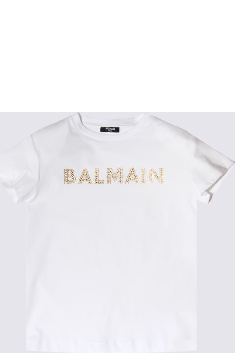 キッズ新着アイテム Balmain White And Gold Cotton T-shirt