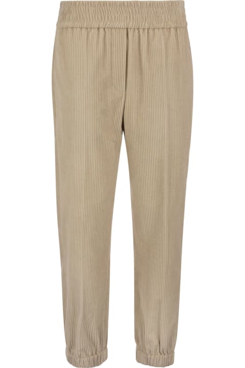 Baggy Jogger Trousers In Cotton Corduroy