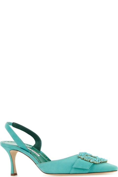 Manolo Blahnik Shoes for Women Manolo Blahnik Turquoise Suede Gibsli Pumps