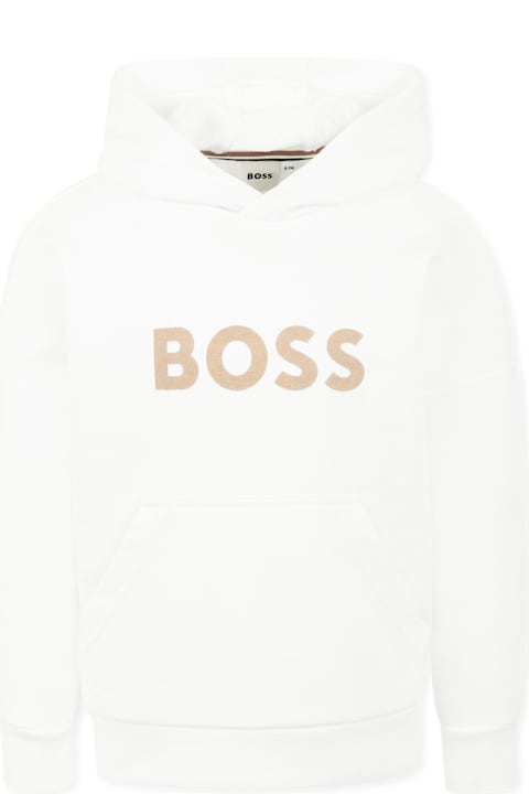 Hugo Boss Sweaters & Sweatshirts for Boys Hugo Boss White Sweatshirt For Boy With Logo