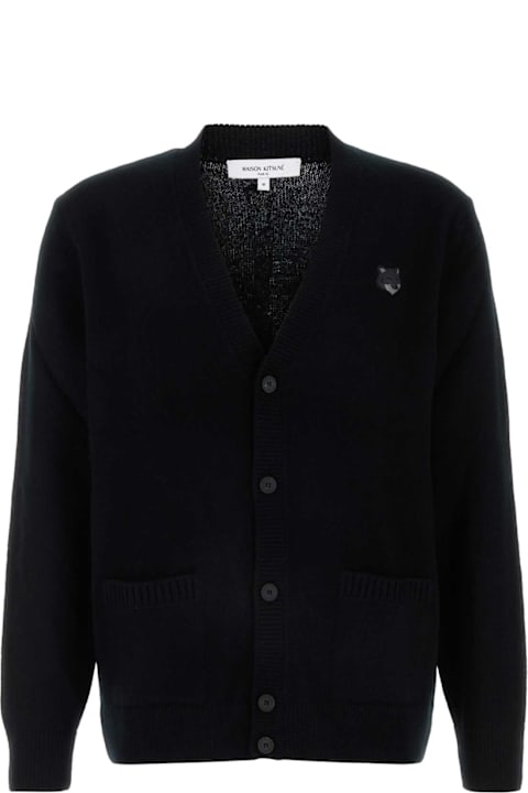 Maison Kitsuné Sweaters for Men Maison Kitsuné Black Wool Cardigan