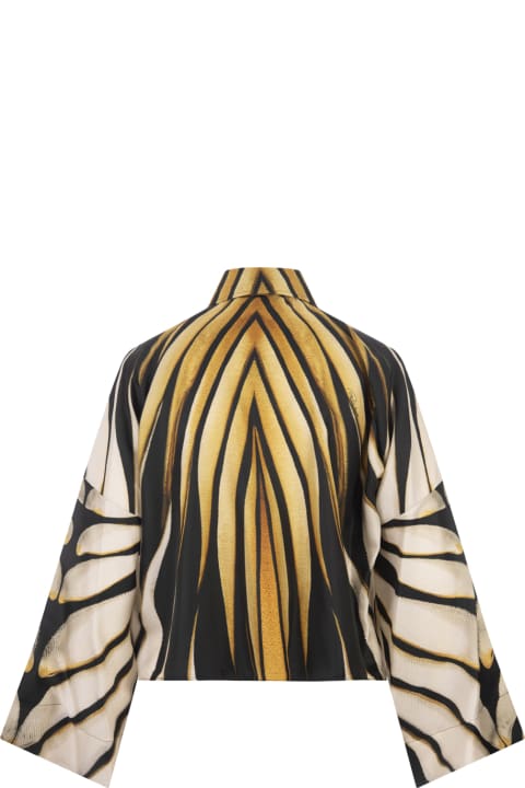 Roberto Cavalli Topwear for Women Roberto Cavalli Ray Of Gold Print Silk Shirt