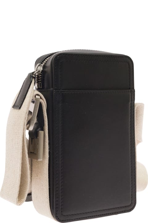 Jacquemus for Men Jacquemus 'la Cuerda Vertical' Black Shoulder Bag With Front Logo In Smooth Leather Man