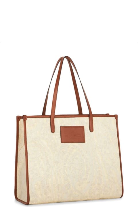 Etro // Beige & Multicolour Woven Globetrotter Tote Bag – VSP Consignment