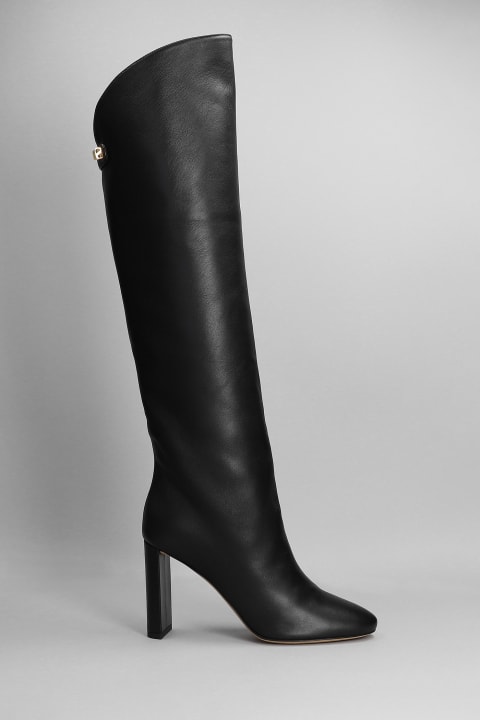 Adriana High Heels Boots In Black Leather