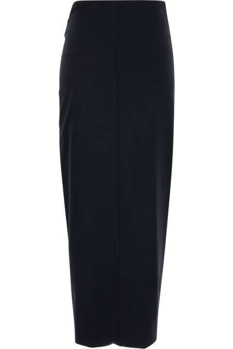 Federica Tosi for Women Federica Tosi Black Wrinkled Long Skirt In Techno Fabric Stretch Woman