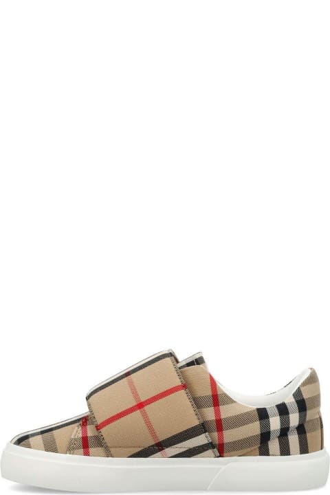Shoes for Girls Burberry James Checked Logo Printed Touch-strap Sneakers