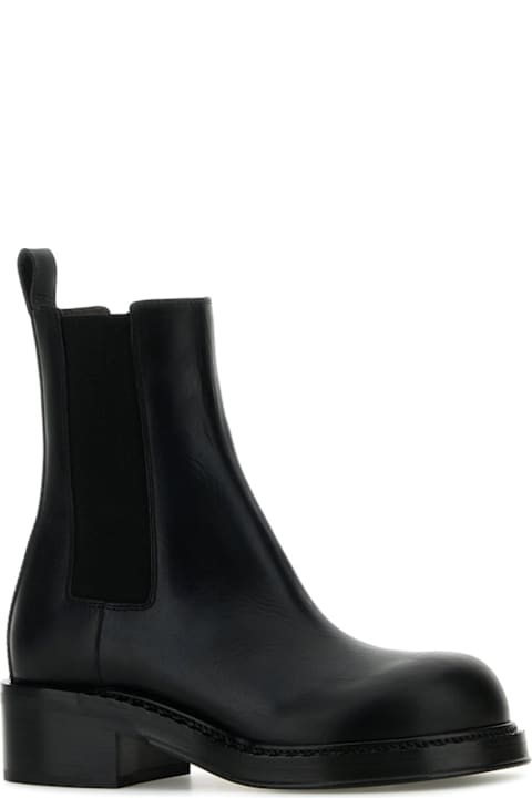 Bottega Veneta Boots for Women Bottega Veneta Black Leather Cliff Ankle Boots