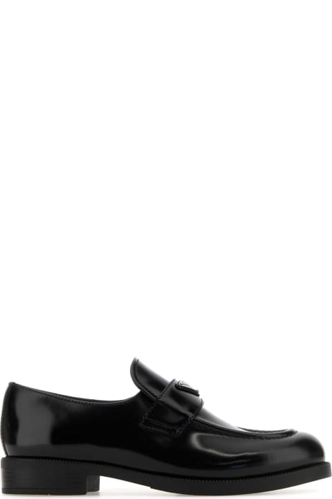 ウィメンズ Pradaのシューズ Prada Black Leather Loafers