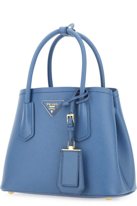 Totes for Women Prada Cerulean Blue Leather Handbag