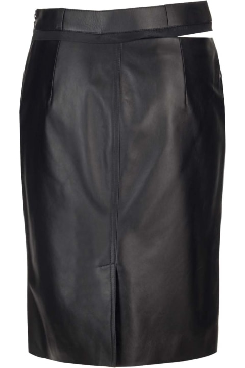 Fendi for Women Fendi Leather Midi Skirt