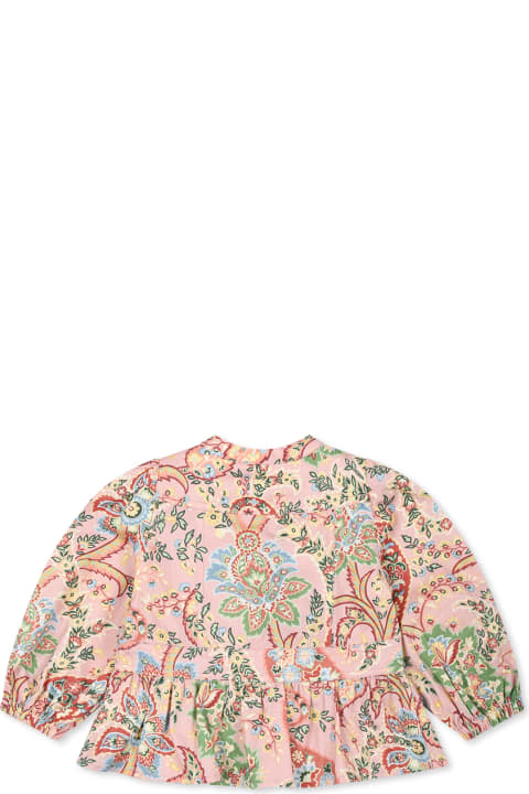 Topwear for Baby Girls Etro Pink Shirt For Baby Girl With Floral Paisley Print