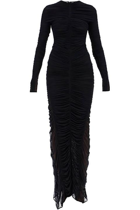 ウィメンズ Muglerのワンピース＆ドレス Mugler Ruffled Maxi Dress In Mesh Fabric