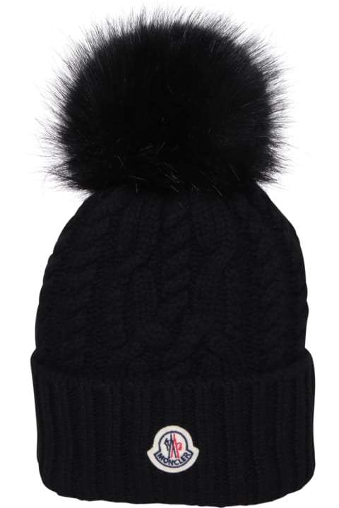 Accessories for Women Moncler Black Beanie With Pompon
