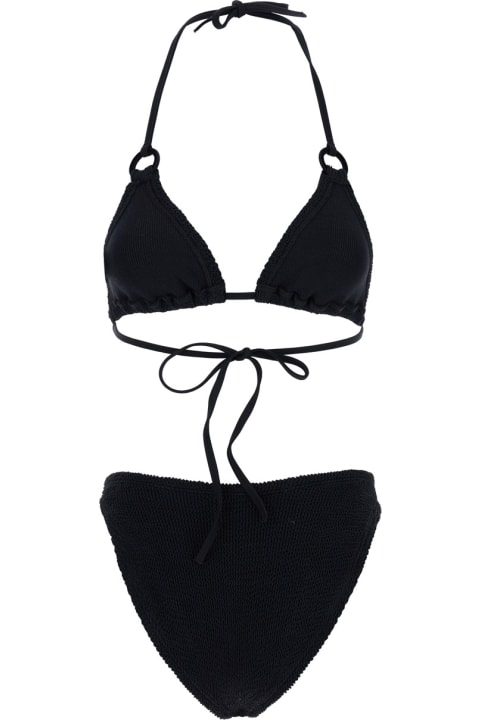 Hunza G Swimwear for Women Hunza G 'eva' Black Bikini With Ring Details In Ribbed Stretch Polyamide Woman
