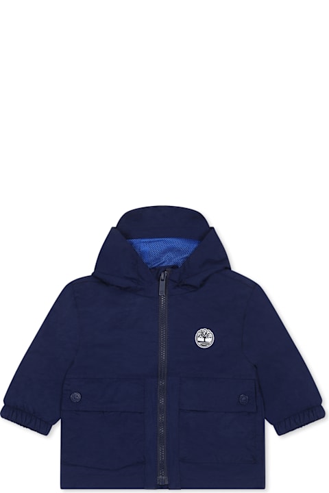 Homeware Timberland Blue Windbreaker Jacket For Baby Boy With Tree
