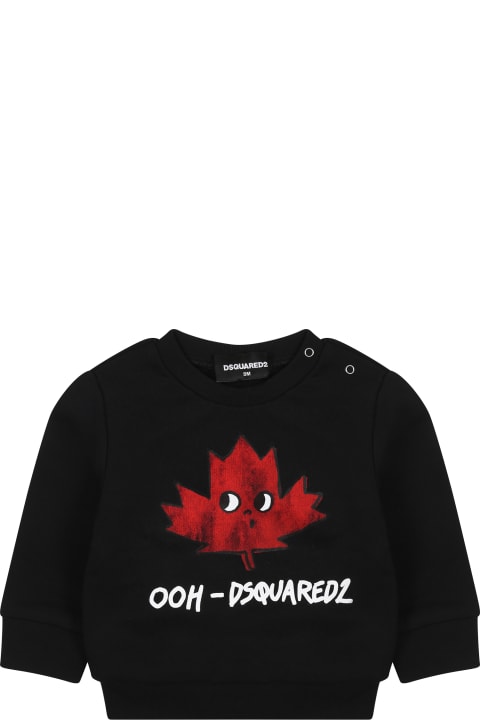 Sweaters & Sweatshirts for Baby Girls Dsquared2 Black Sweatshirt For Baby Boy With Logo