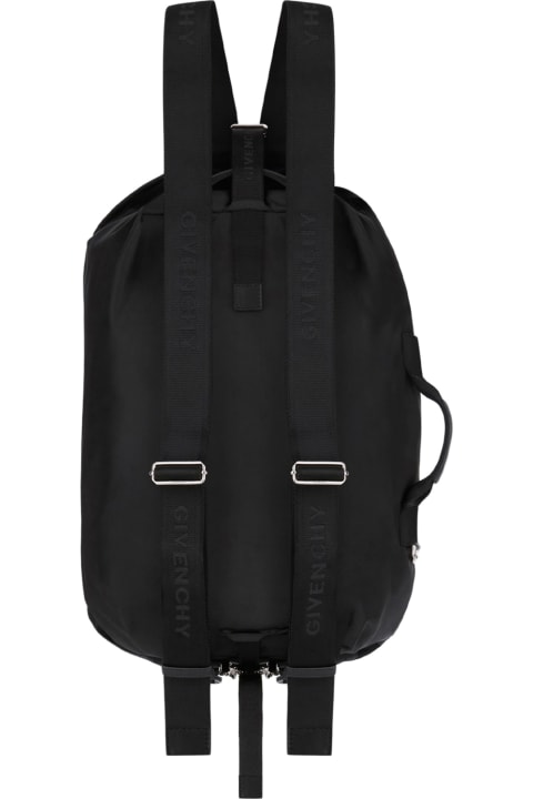 Black Nylon G-zip Backpack With Logo