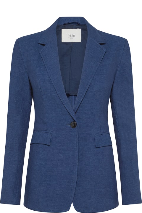 Coats & Jackets for Women 19.70 Nineteen Seventy Blu Linen Blazer