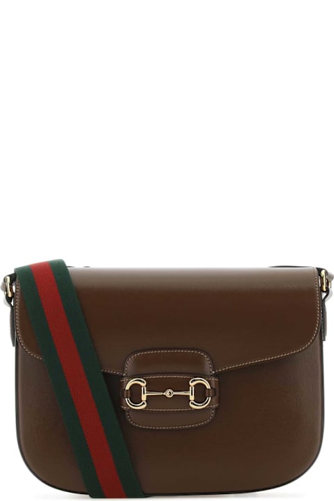 Homeware Gucci Brown Leather 1955 Horsebit Shoulder Bag