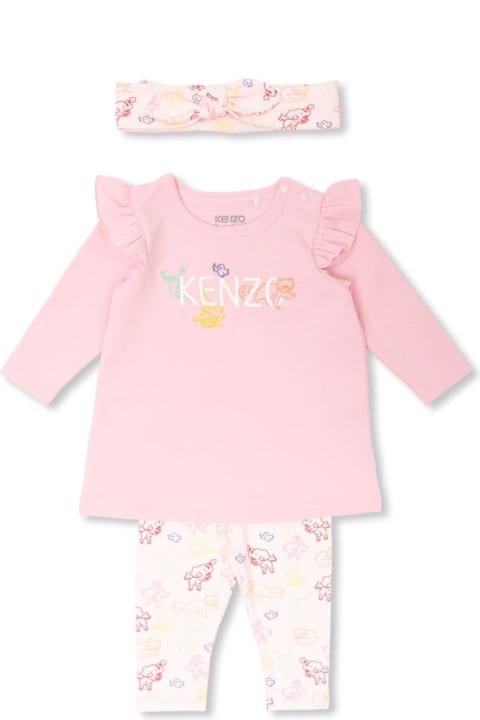 Fashion for Baby Girls Kenzo Logo Embroidered Three-piece Set