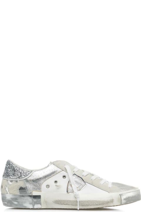 Philippe Model for Women Philippe Model Glitter Detailed Lace-up Sneakers