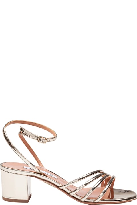 Homeware Aquazzura Latour Sandal 50 In Laminated Leather Color Light Gold