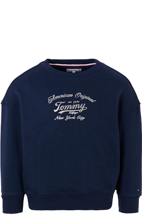 Homeware Tommy Hilfiger Blue Sweatshirt For Girl With Silver Logo