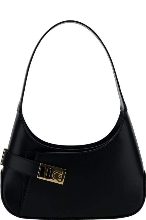 Ferragamo for Women Ferragamo Black Hobo Shoulder Bag With Asymmetric Pocket And Gancini Buckle In Leather Woman