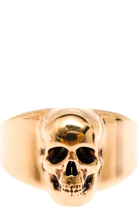 Alexander Mcqueen Man's Skull  Gold Colored Brass Ring