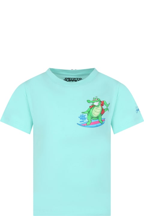 MC2 Saint Barth for Kids MC2 Saint Barth Green T-shirt For Boy With Crocodile Print