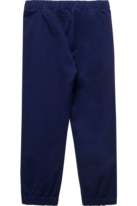 Bottoms for Girls Il Gufo Blue Trousers With Elastic Waistband And Logo In Cotton Girl