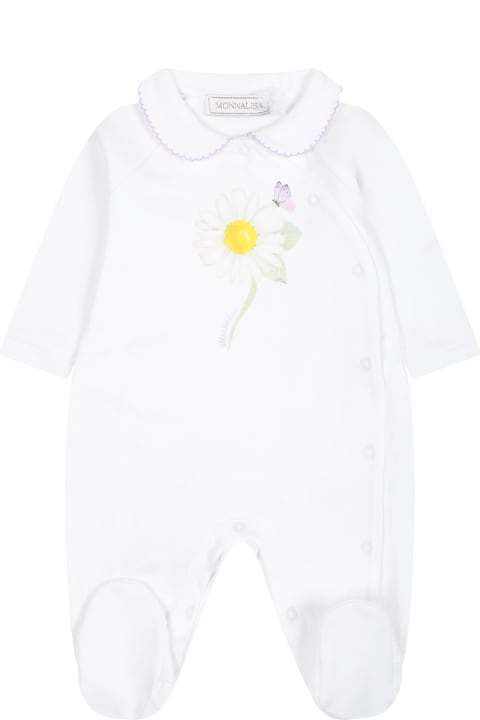 Bodysuits & Sets for Baby Girls Monnalisa White Babygrown For Baby Girl