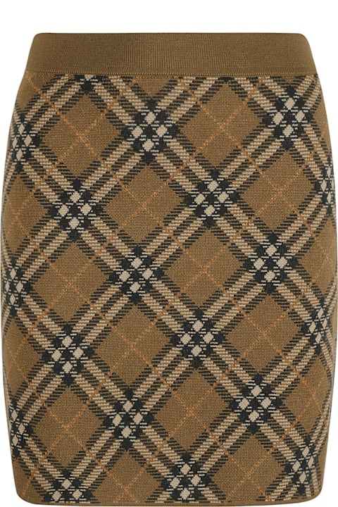 Homeware Burberry Check Pattern Ribbed Knit Skirt