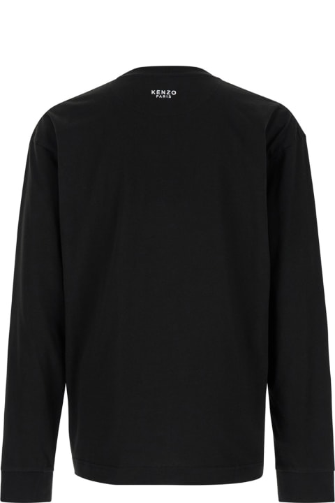Fleeces & Tracksuits for Men Kenzo Black Long Sleeve T-shirt With Boke Flower Patch In Cotton Man