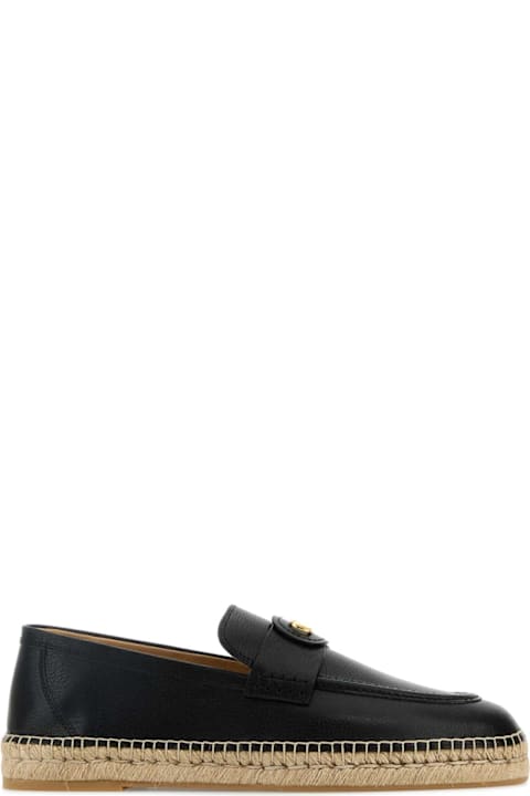 أدوات منزلية Valentino Garavani Black Leather Vlogo Espadrilles