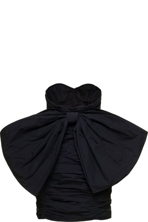 Rotate by Birger Christensen for Women Rotate by Birger Christensen Mini Black Pleated Dress With Oversized Box On The Back In Taft Woman Rotate
