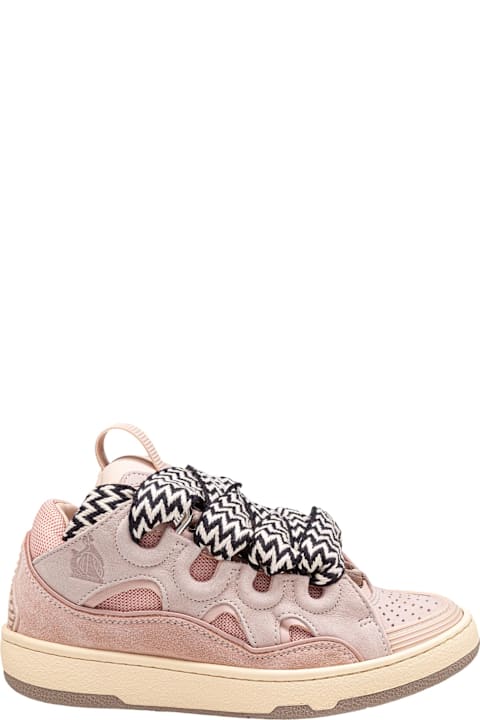 Lanvin لـ Women Lanvin Curb Sneakers In White And Pink Leather