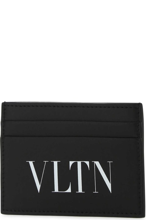 メンズ Valentino Garavaniの財布 Valentino Garavani Black Leather Card Holder