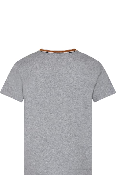 ウィメンズ FayのTシャツ＆ポロシャツ Fay Grey T-shirt For Boy With Logo Print