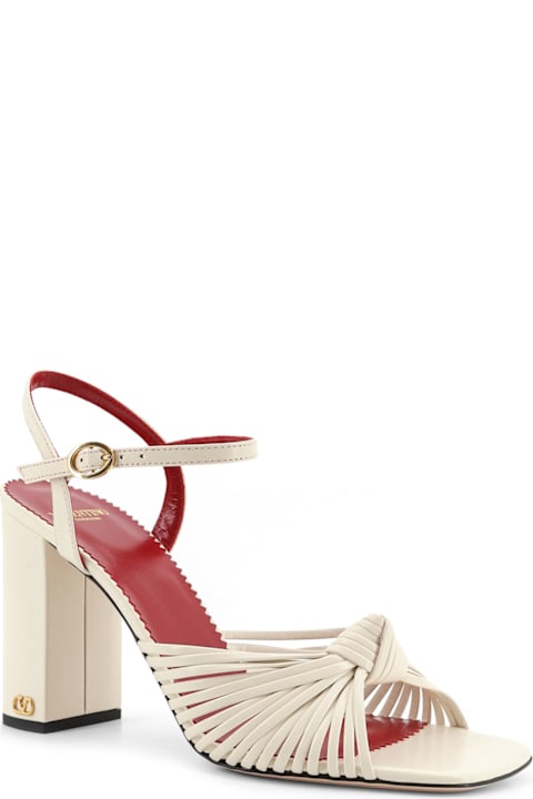 Valentino Garavani Vg Annet Leather Sandals With Metal Vlogo
