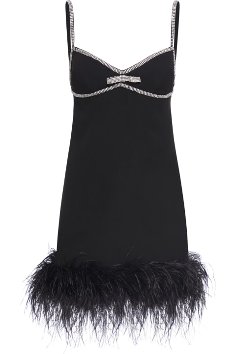 self-portrait Underwear & Nightwear for Women self-portrait Black Crepe Feather Mini Dress