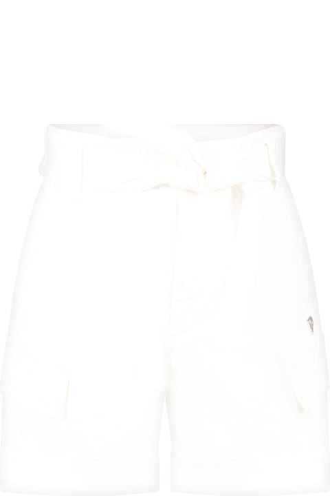 Dondup for Kids Dondup White Shorts For Girl With Logo