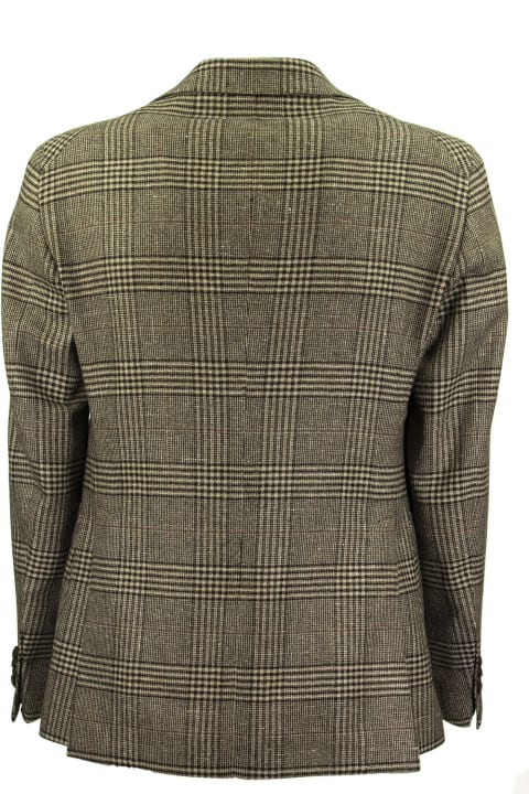Suits for Men Tagliatore Prince Of Wales Jacket In Wool, Silk And Cashmere