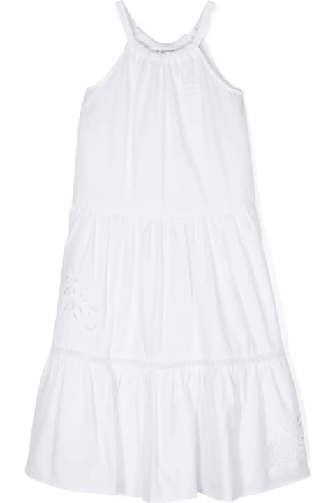 Dresses for Girls Ermanno Scervino Junior Sleeveless White Flounced Dress With Lace